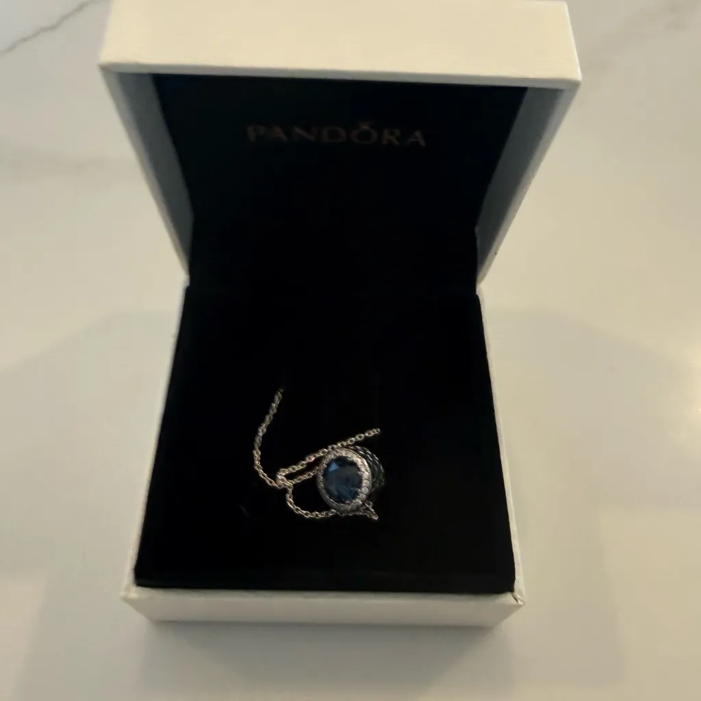 Pandora Blue Crystal Cubic Zirconia 925 Sterling Silver Necklace - Image 5
