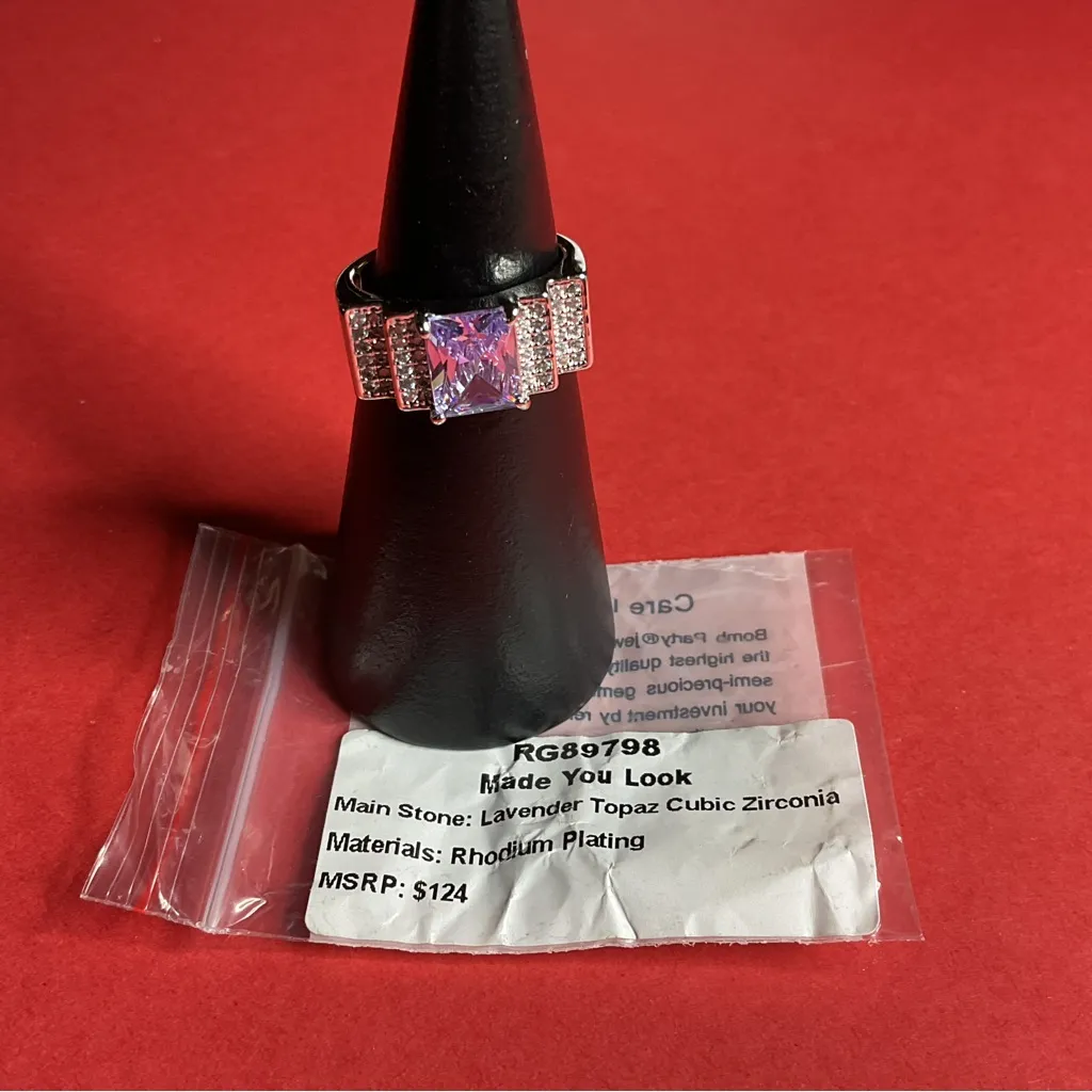 Bomb Party RG89798 “Made You Look” Cubic Zirconia on Rhodium Size 7 Ring NWT Silver - Image 4