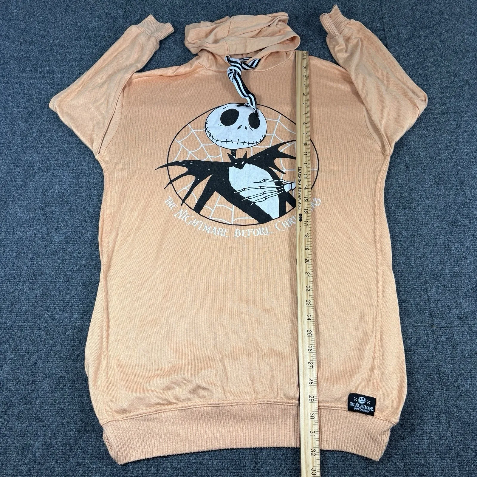 Disney The Nightmare Before Christmas Sz S Hoodie Over Sized‎ Sleep Shirt Orange - Image 9