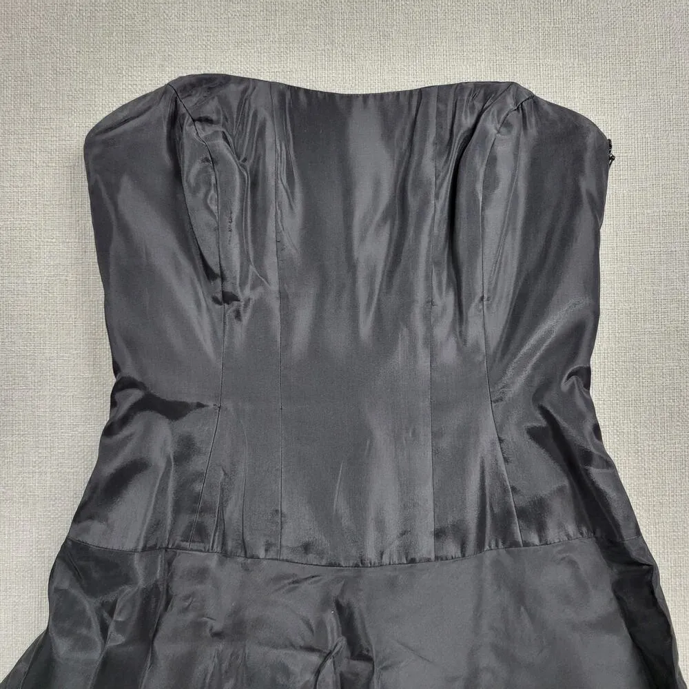 Bill Levkoff Womens Strapless Dress 4 Black A line LBD Bridesmaid Formal - Image 6