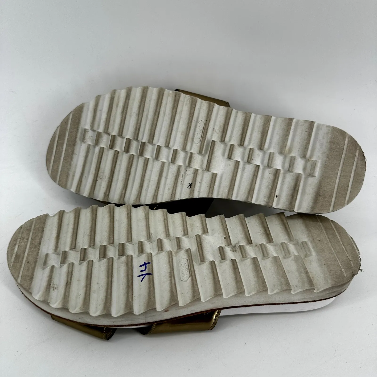 Stuart Weitzman Roza Crisscross Slides Sandals Slip On Leather Metallic Gold 7.5 - Image 7