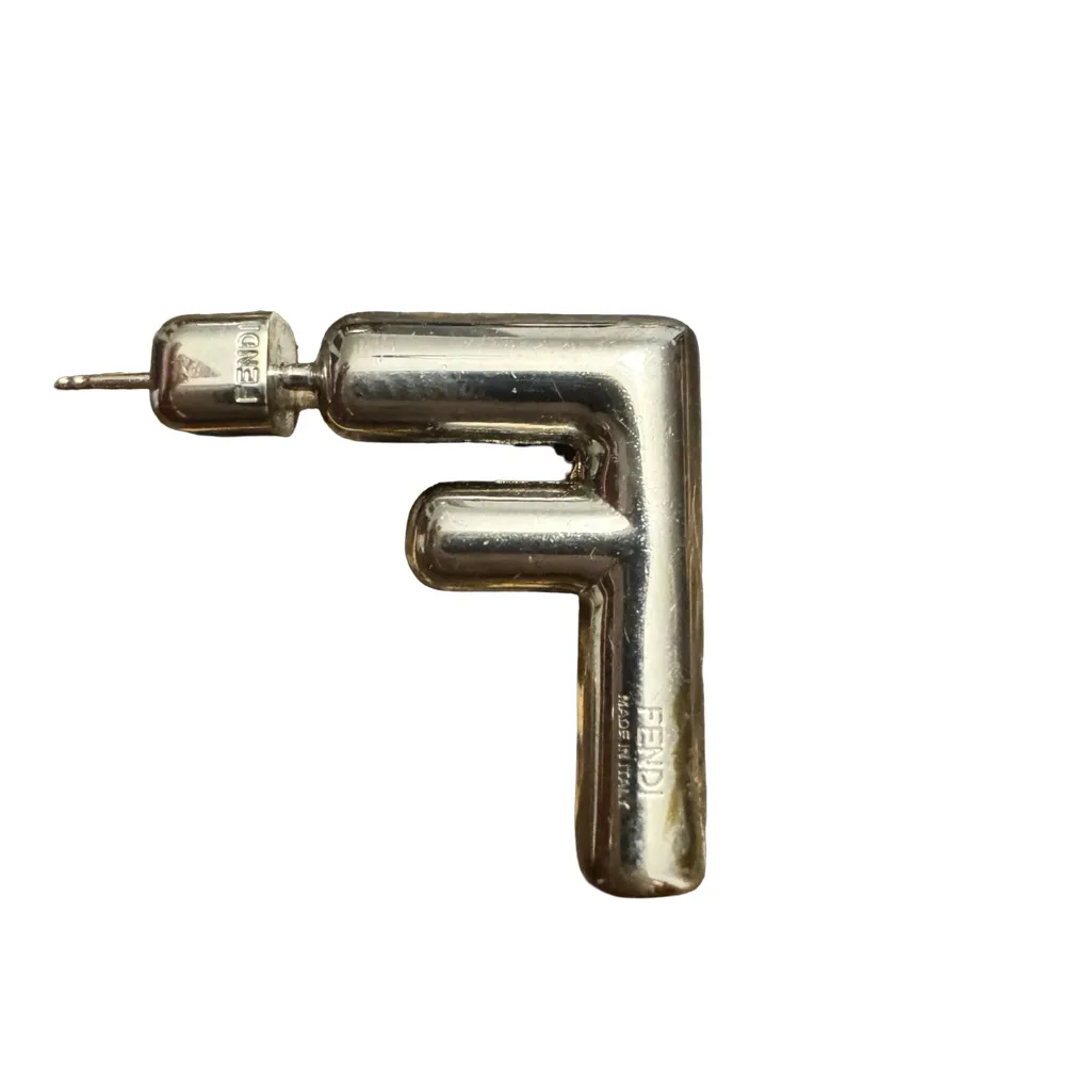 Fendi Crystal FF Logo Stud Earrings - Gold & Silver Mix - Image 4