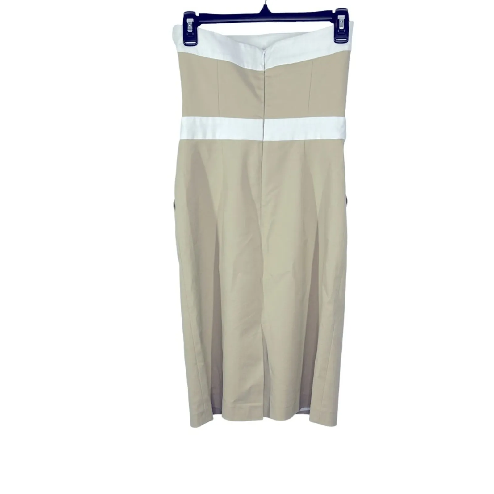 Milly New York Khaki Strapless Dress Removable Chain Belt Size 2 USA Made Tan - Image 7