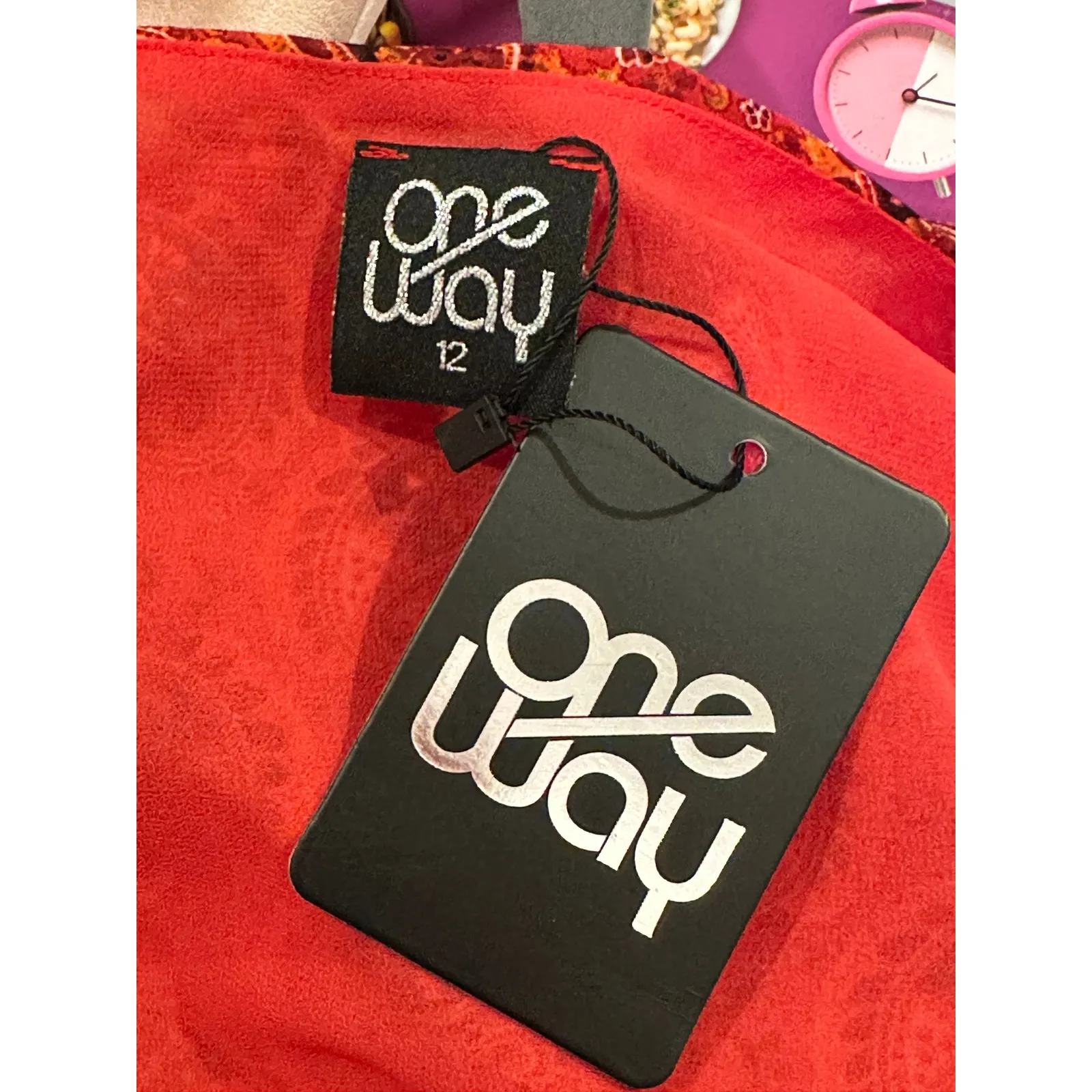 One Way Wrap Around Paisley Mini Dress Long Sleeves Red/Orange 12 - Image 12