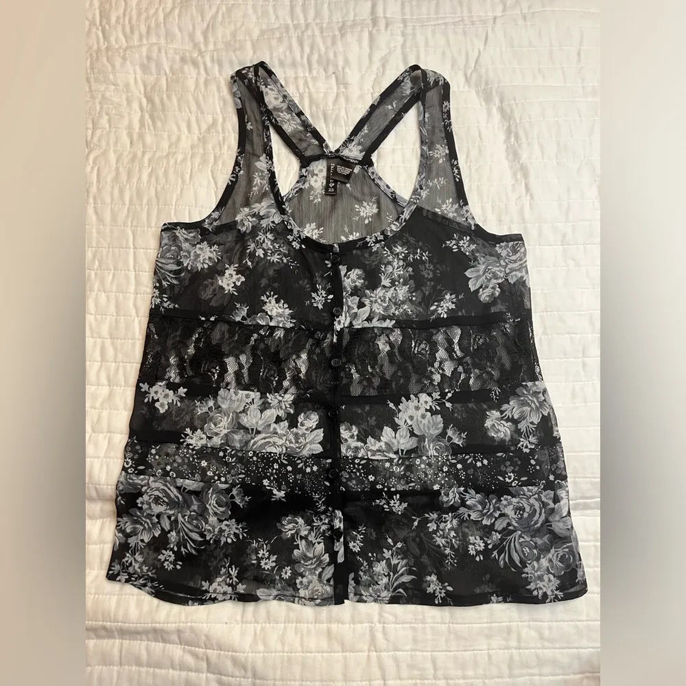 Full tilt floral sheer tank sleeveless top - Image 2