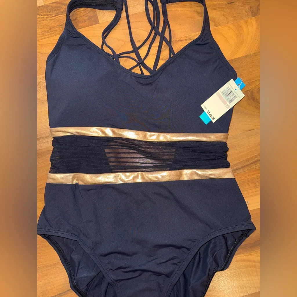 Bleu Rod Beattie 1 piece swim sheer strappy back size 10 NWT bathing suit - Image 2