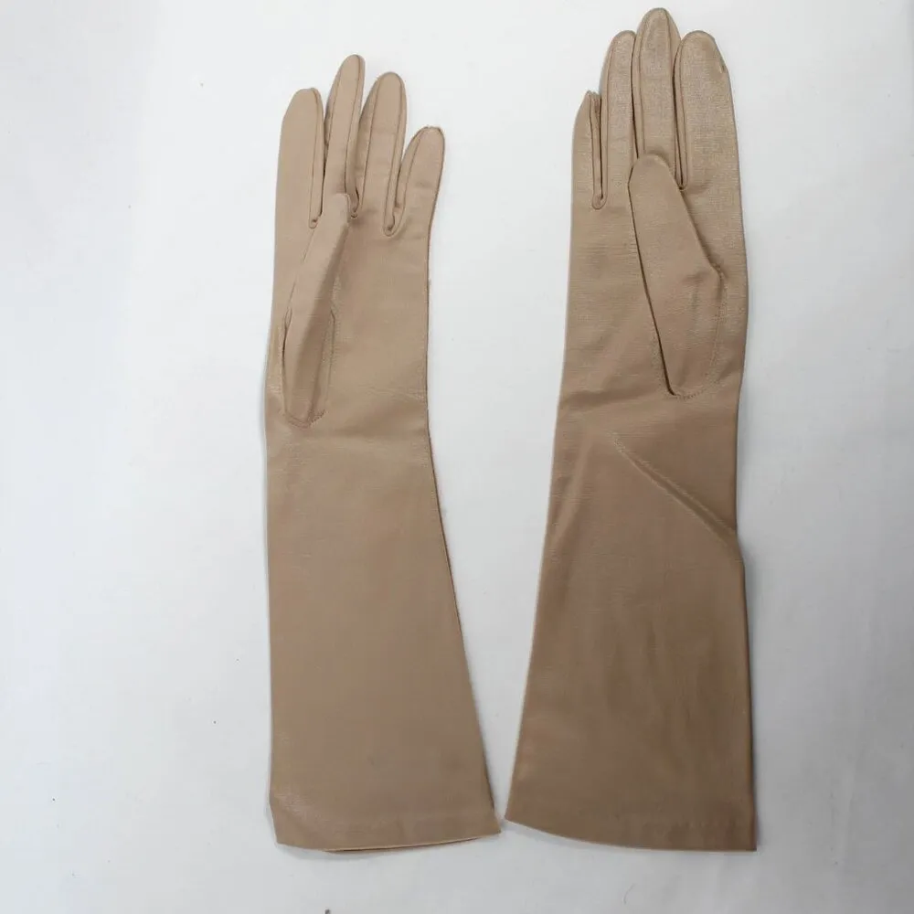 Vintage 1950s 1960s Nude Taupe Evening Gloves - Image 2