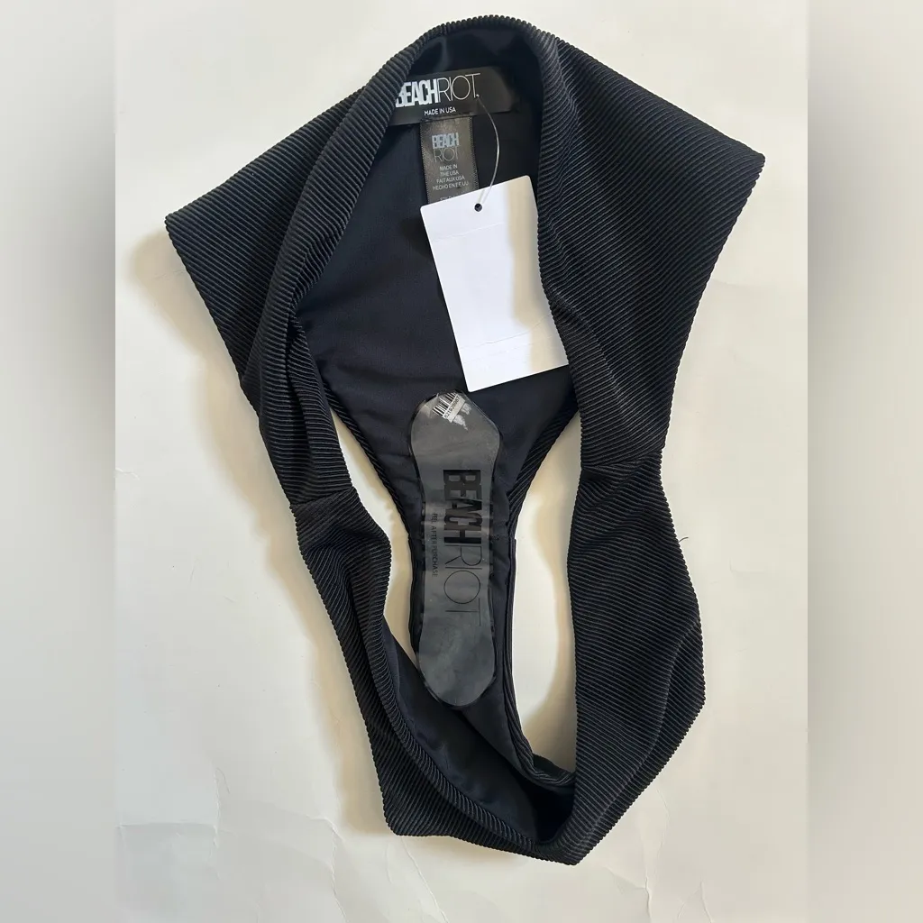 BEACH RIOT Vanessa Hi-Cut Bikini Bottom black sz large nwt - Image 5