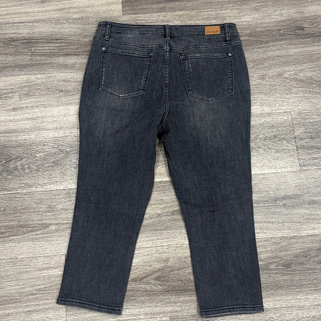 Judy Blue Charcoal Skinny Fit Capri Jeans  15/32 Distressed Denim High rise - Image 2