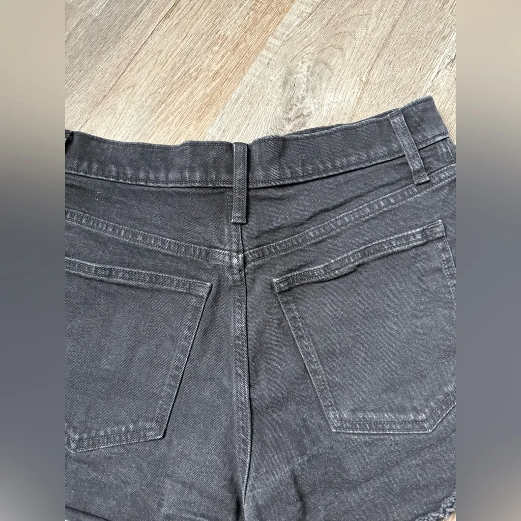 J. Crew Button Fly Denim Shorts Cotton High Rise Black Frayed Size 27 28 29 - Image 5