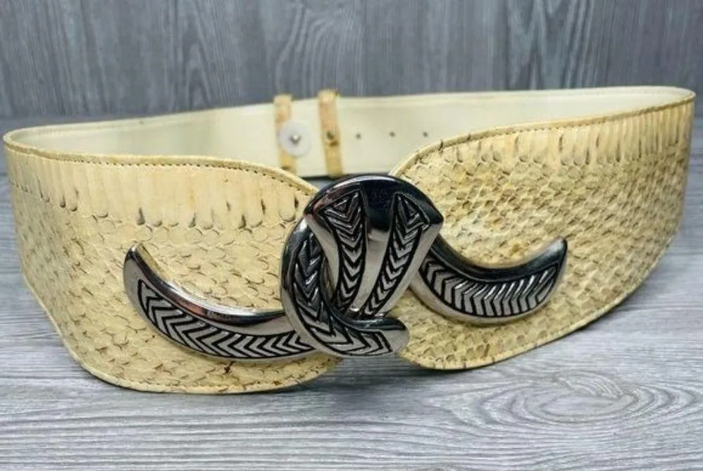 Genuine snakeskin belt from China with ornate serpentine buckle adjustable size - Image 2