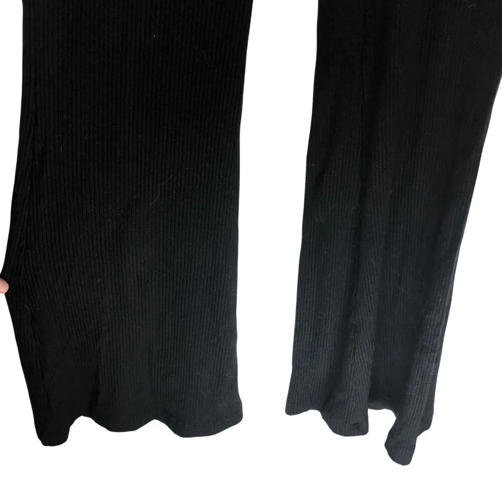 Reformation Jumpsuit Flare Leg Lace Up Ribbed Sleeveless Black M - Image 3