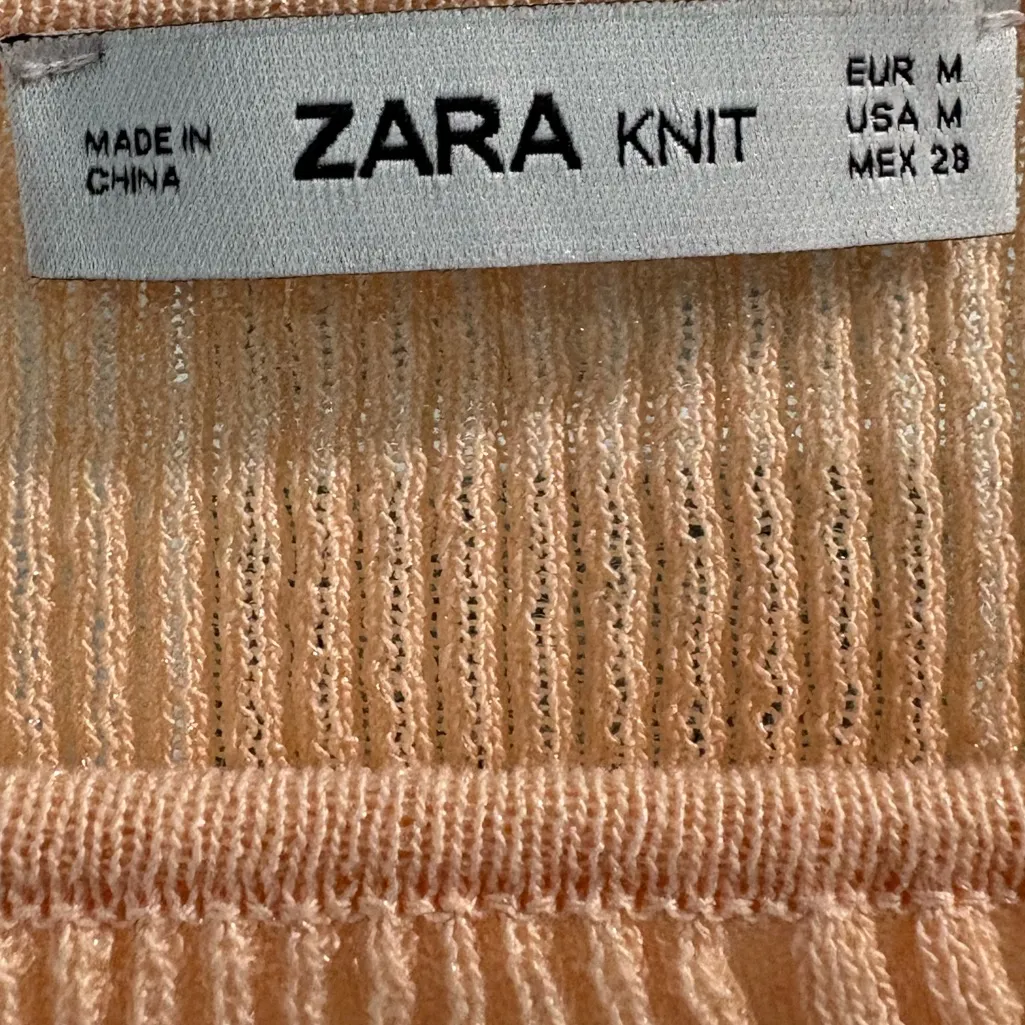 Zara Light Peach Knit Cropped Sweater Top - Image 6