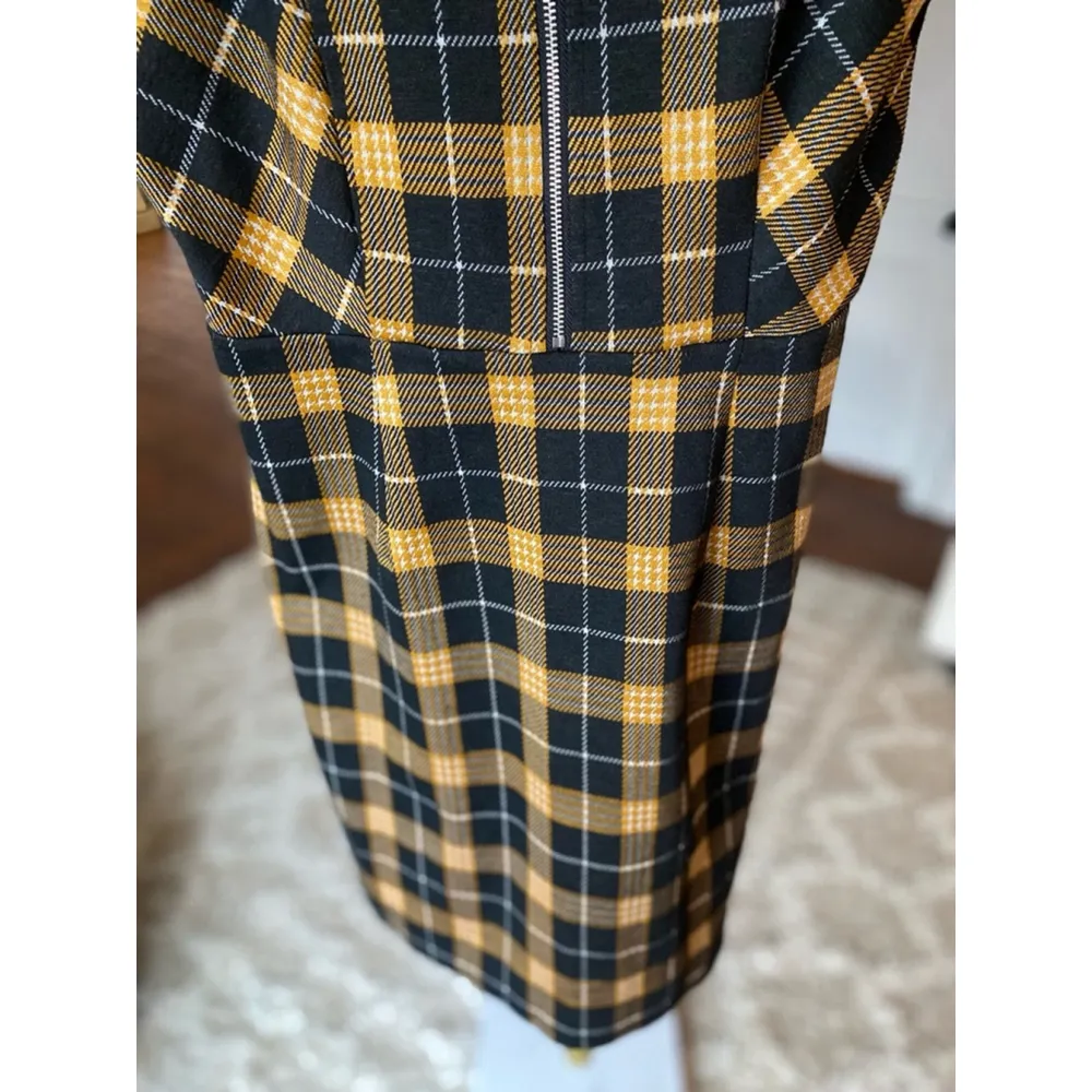 Dark Academia Plaid Bodycon Mini-Dress Grunge Y2K Punk Boho Yellow No Boundaries - Image 5