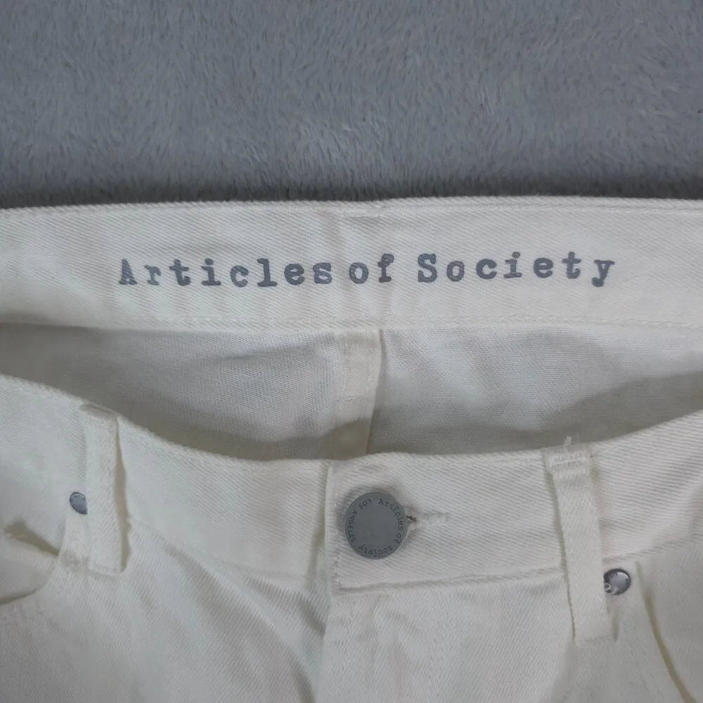 Articles of Society Shorts Womens 29 White Cotton Distressed Cut Off 4" Inseam - Image 10