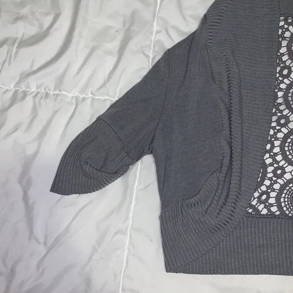 Gray Short Lace Cardigan - Like New - Image 5