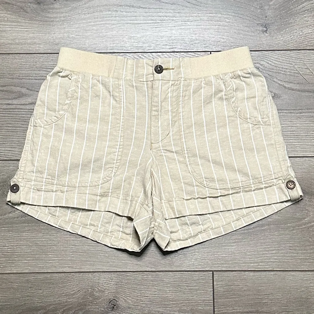 Carve Designs Lanikai Linen Blend Hiking Casual Travel Shorts Cream Tan Size 0 - Image 2