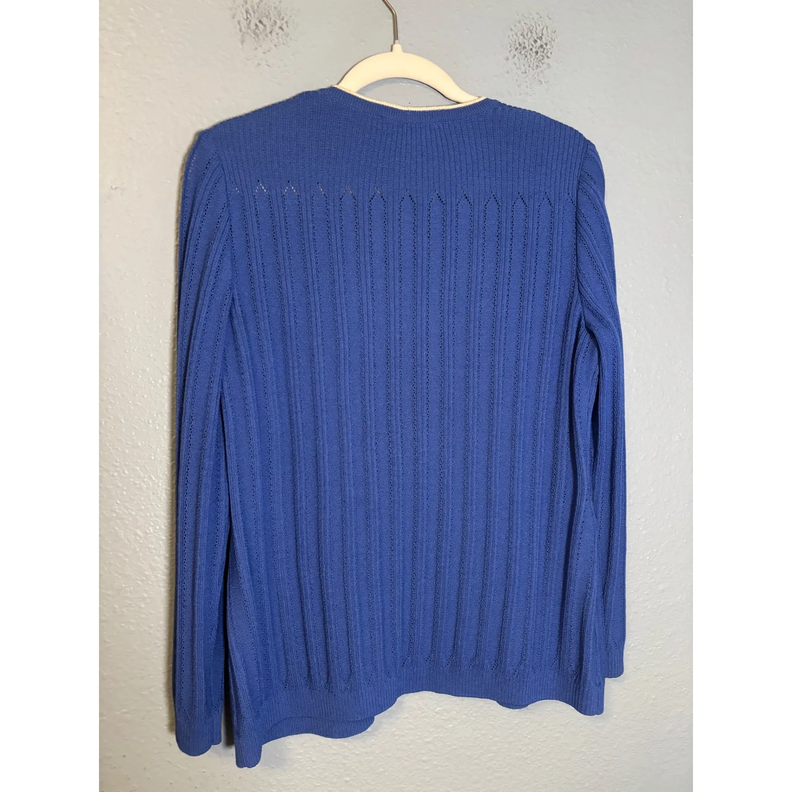 St John Santana Knit Blue Open Front Cardigan Size 4 - Image 3