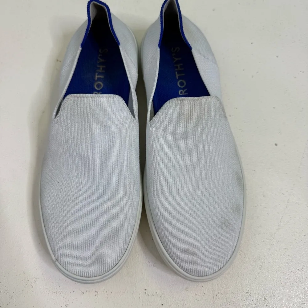 Rothy’s The City Slip-On Sneakers White / Blue Size 9 - Image 8