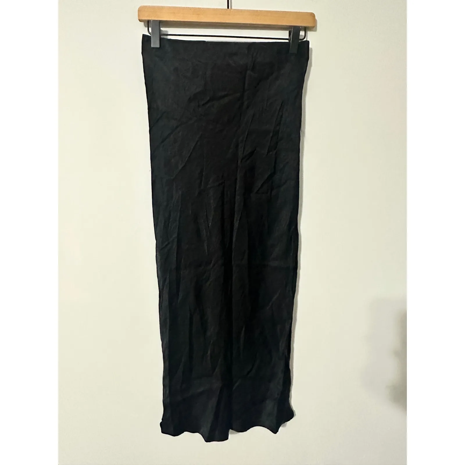 RIPE Maternity Crystal Black‎ Satin Viscose Midi Slip Skirt Size XS Black - Image 4