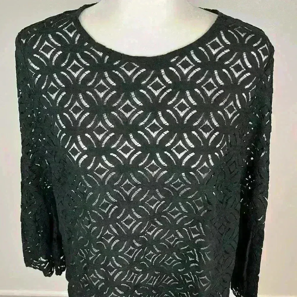 H&M Black See-Through Blouse Size Large - Image 2