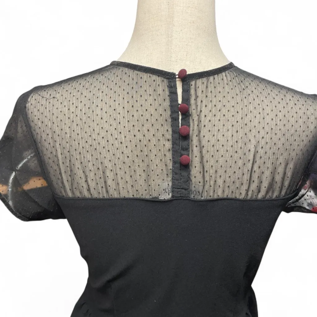 Coverstory Womens M Y2K Style Black Sheer Sweetheart Neckline Lolita Goth Dress Size M - Image 3