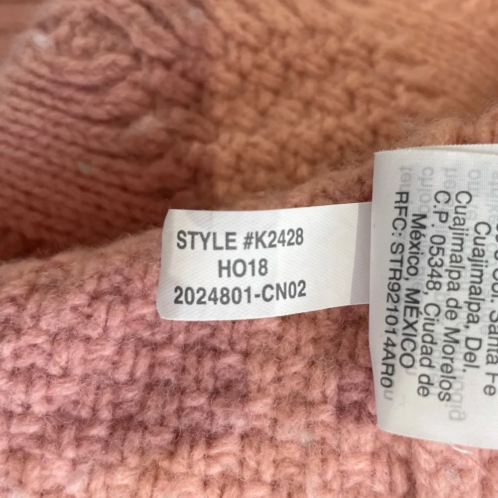 J Crew Cable Knit Patchwork Wool Blend Tunic Sweater Seashell Pink Size Large - Image 14