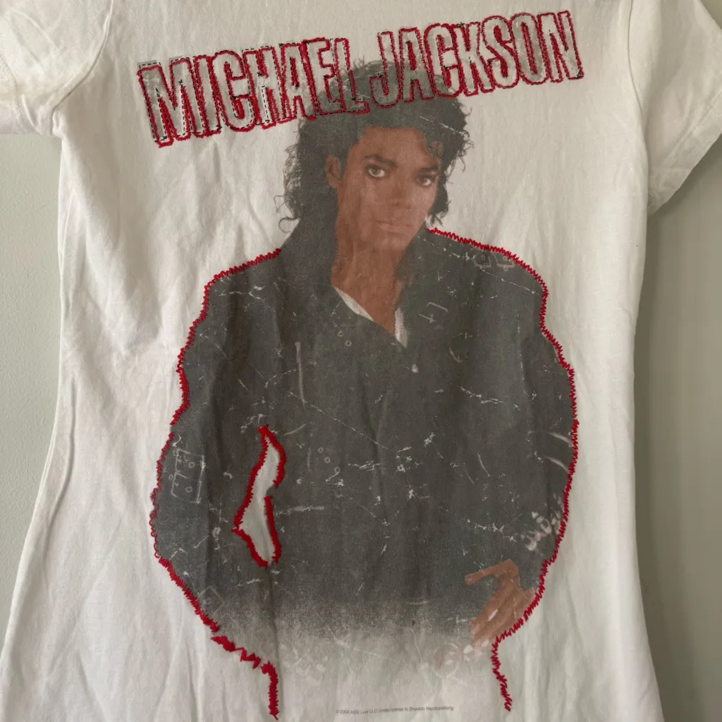 Vintage 2009 Michael Jackson Bad Woman's White small Medium T - Image 3