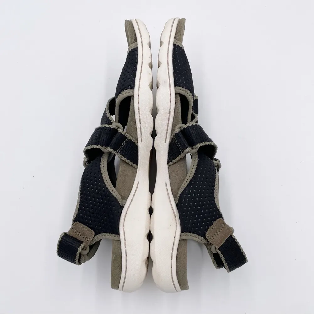 Clarks Women's Amanda Stroll Flat Sandal Black Moss Green Comfort Shoes Size 10 - Image 10