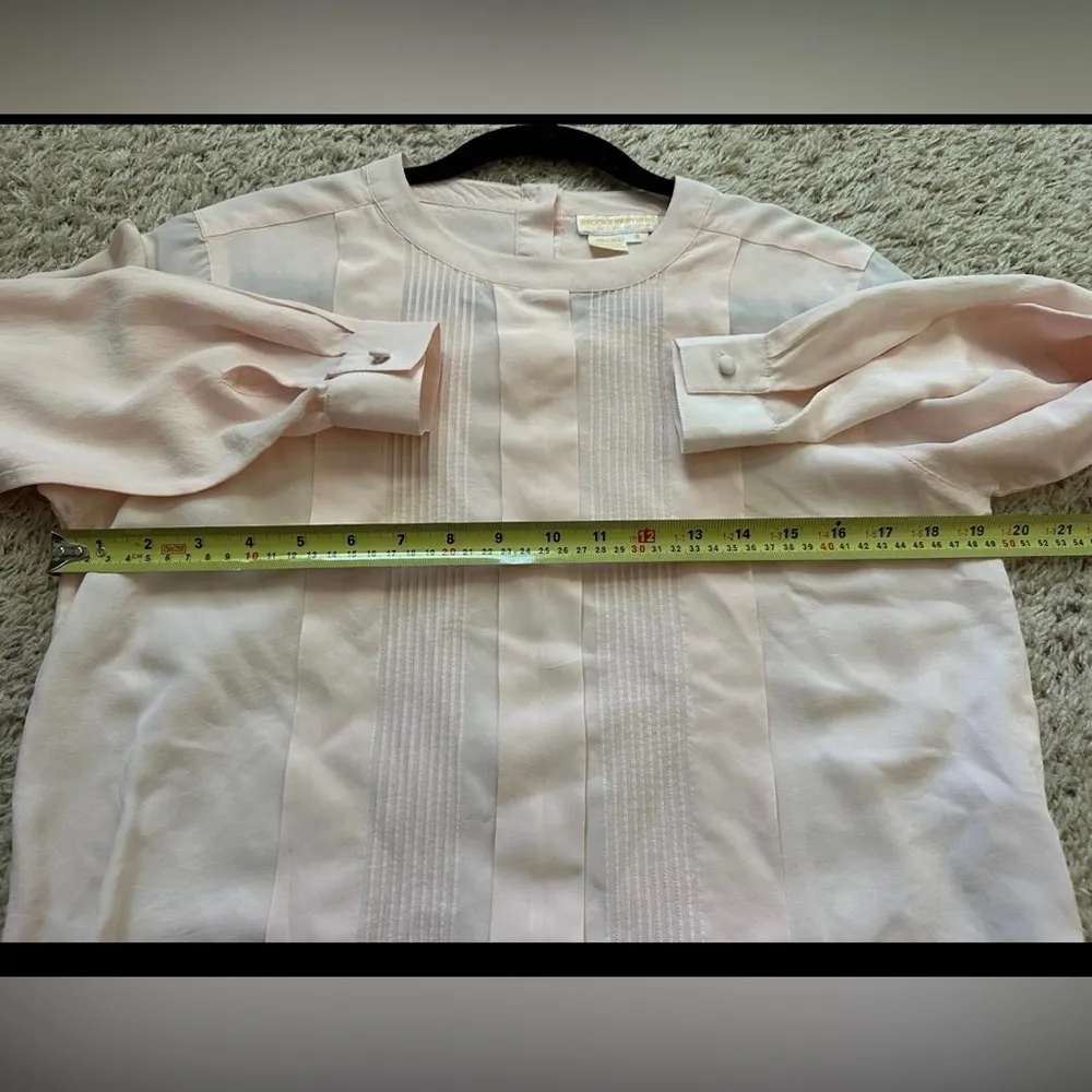 Vintage Brooks Brothers Women’s 100% Silk Long Sleeve Pink Blouse Size 8 Top - Image 5