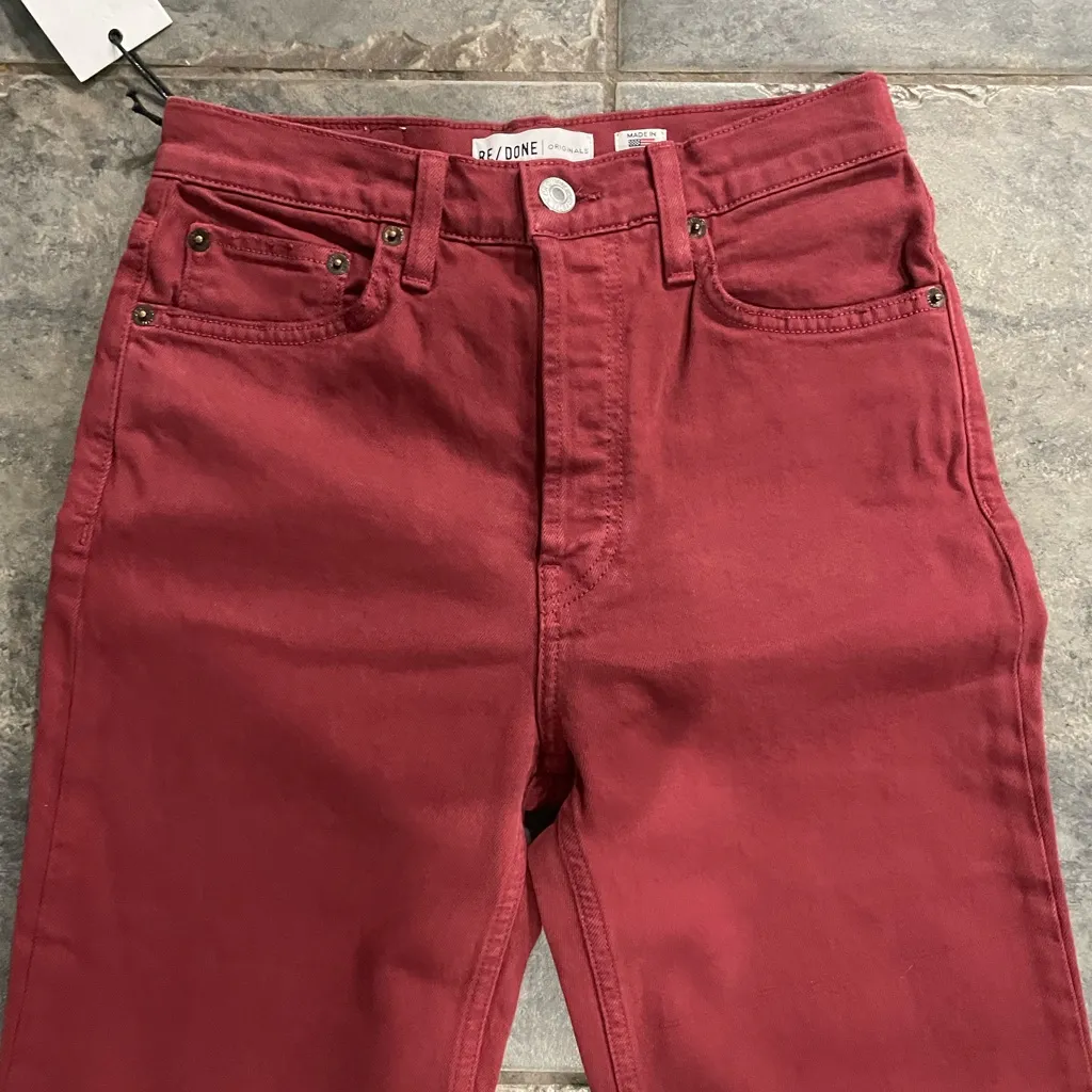 NWT RE/DONE 70s High
Rise Stovepipe Straight Leg
Ankle Crop Denim Jeans Sz 25 - Image 2