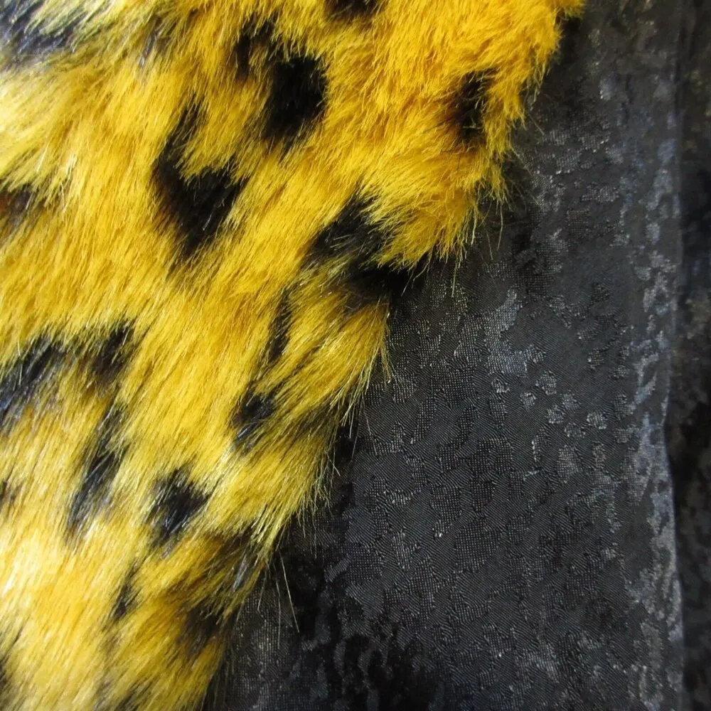 NWT SpiritHoods Unisex Yellow Cheetah Calf Length Faux Fur Coat S $249 - Image 6