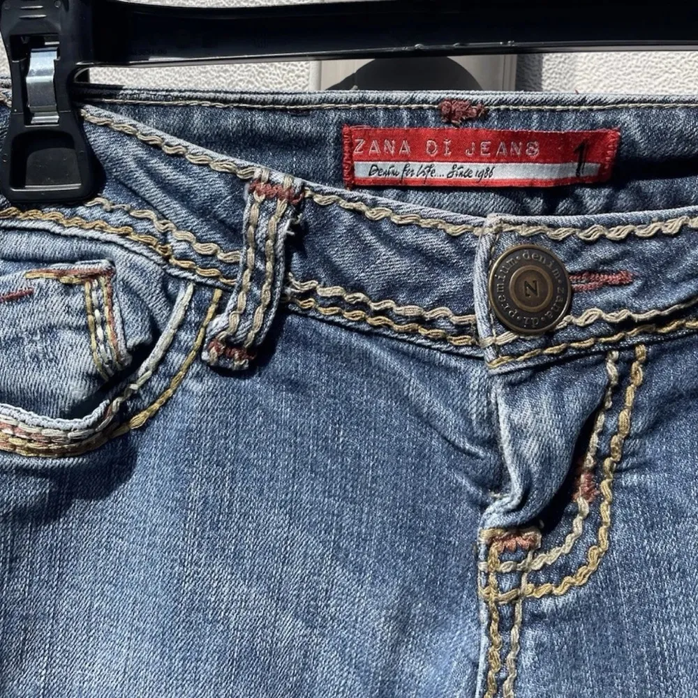 Vintage Zana Di Women’s Sz 1 Embroidered Brown Flare Jeans Dark Wash Y2K… - Image 10