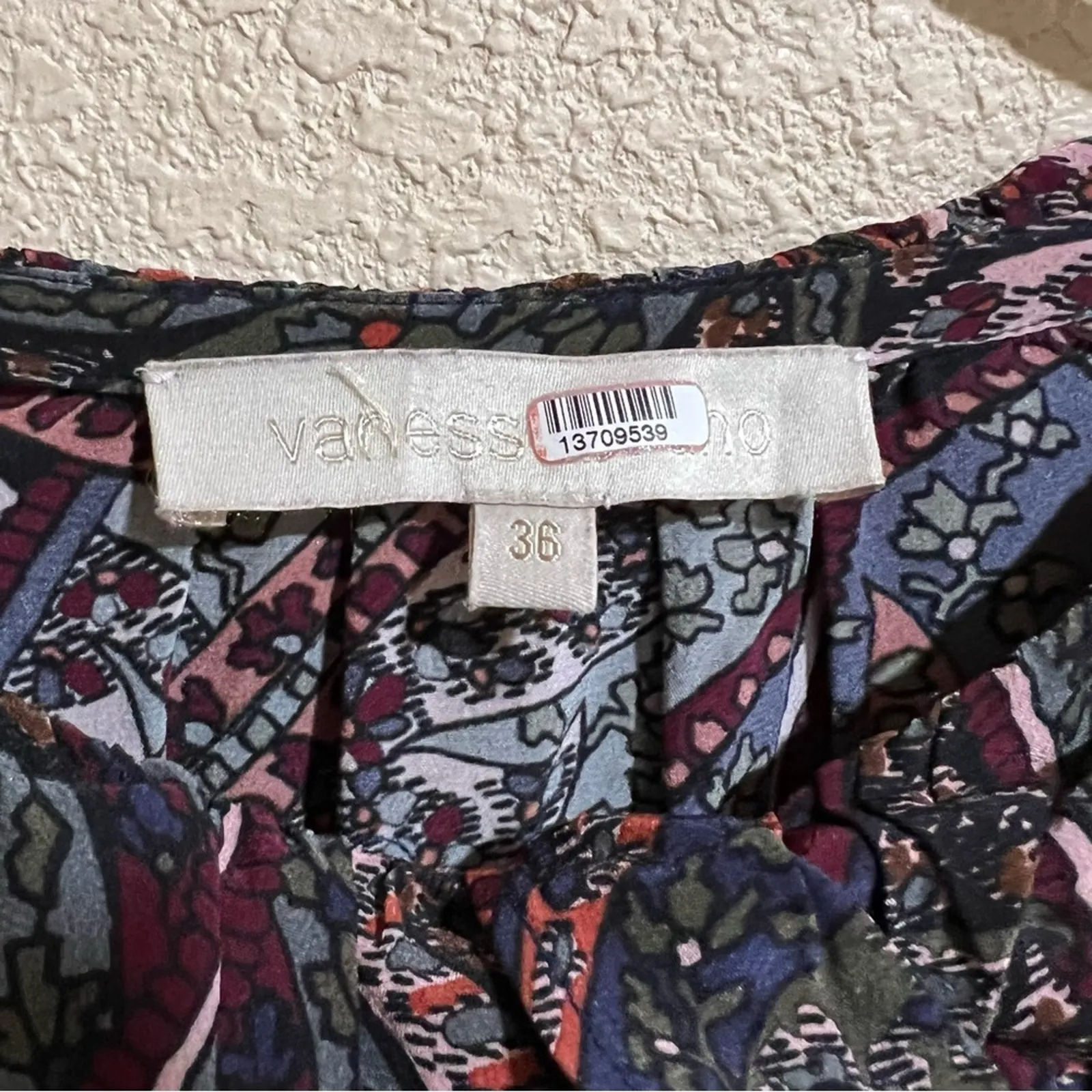 Vanessa Bruno Pryska Abstract Floral Paisley dark Colorful Midi Dress Purple Size 4 - Image 10