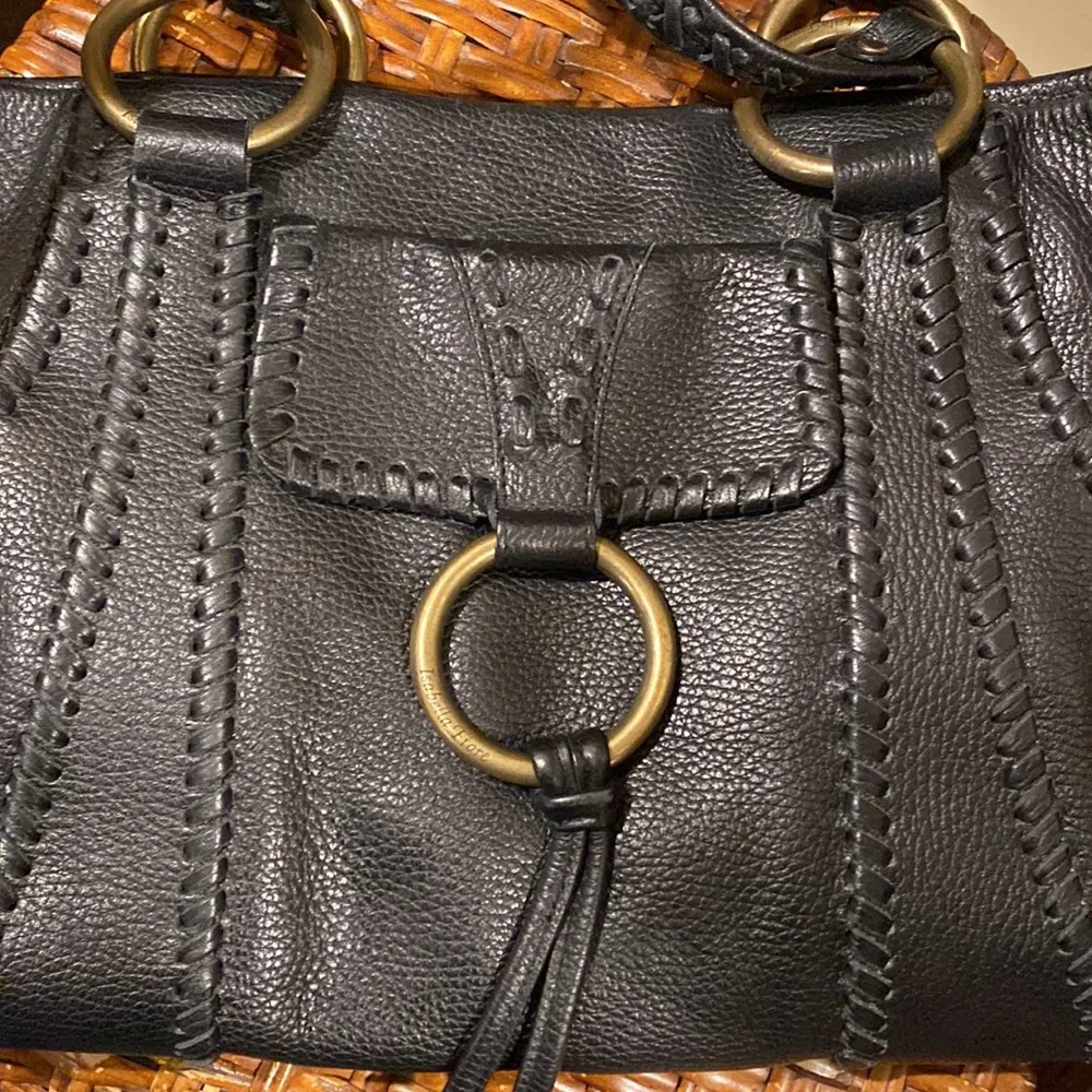 Isabella Fiore Whip it good Angela Tote Black Leather Large beautiful condition - Image 13