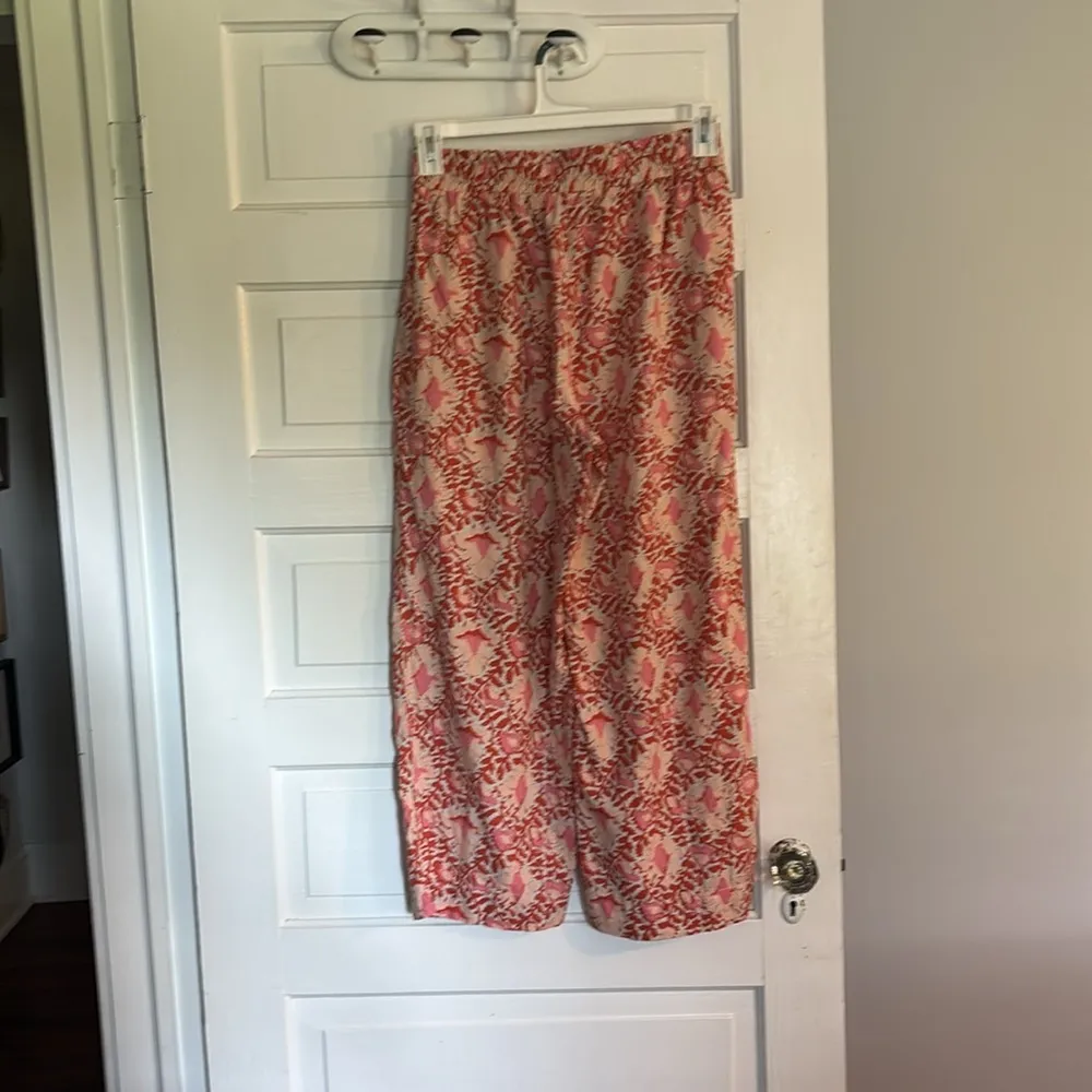 C&C California Pink and Red Patterned Linen Pants - Image 4