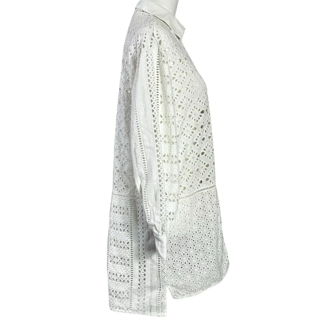 Spell Bohemian Ethereal Eyelet Lace Lottie Oversized Shirt Dress White Size XS - Image 9