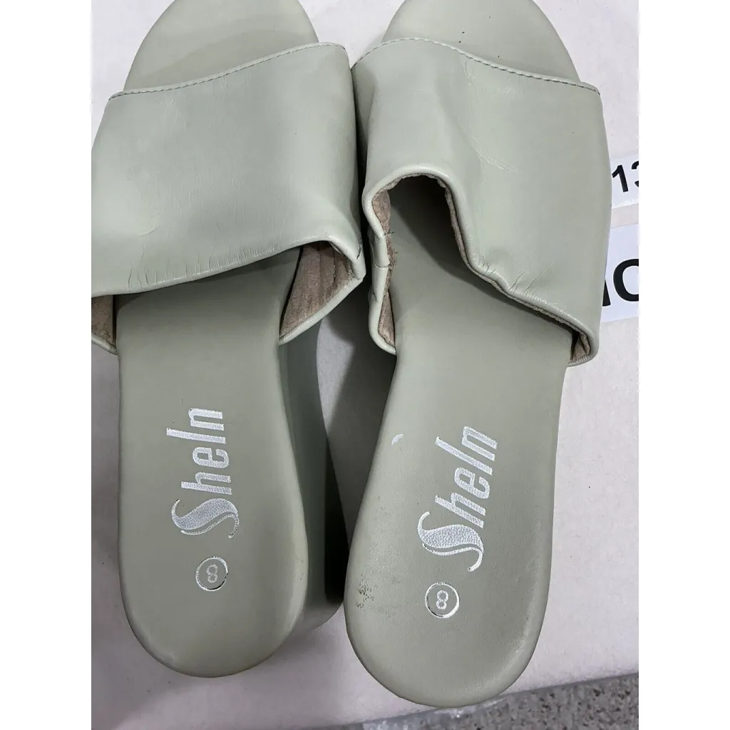 Womans Shein Slip On Open Toe Platform Slide Sandal Sage Size 8 - Image 6