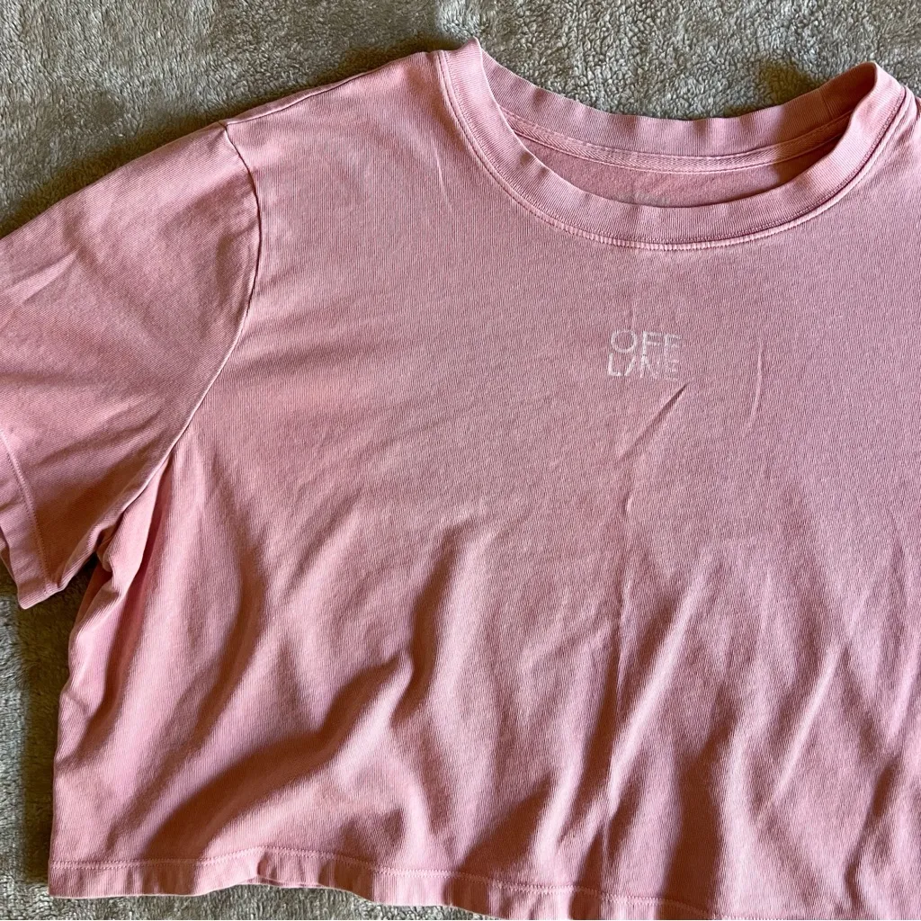 Offline by Aerie Pink Logo Cropped Tee - Image 2