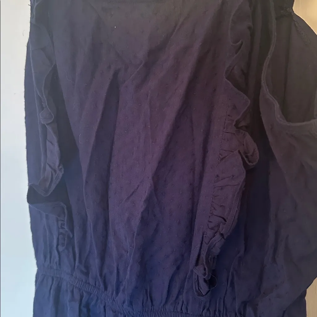 Glam Navy Tiered Ruffle Dress size M EUC - Image 3