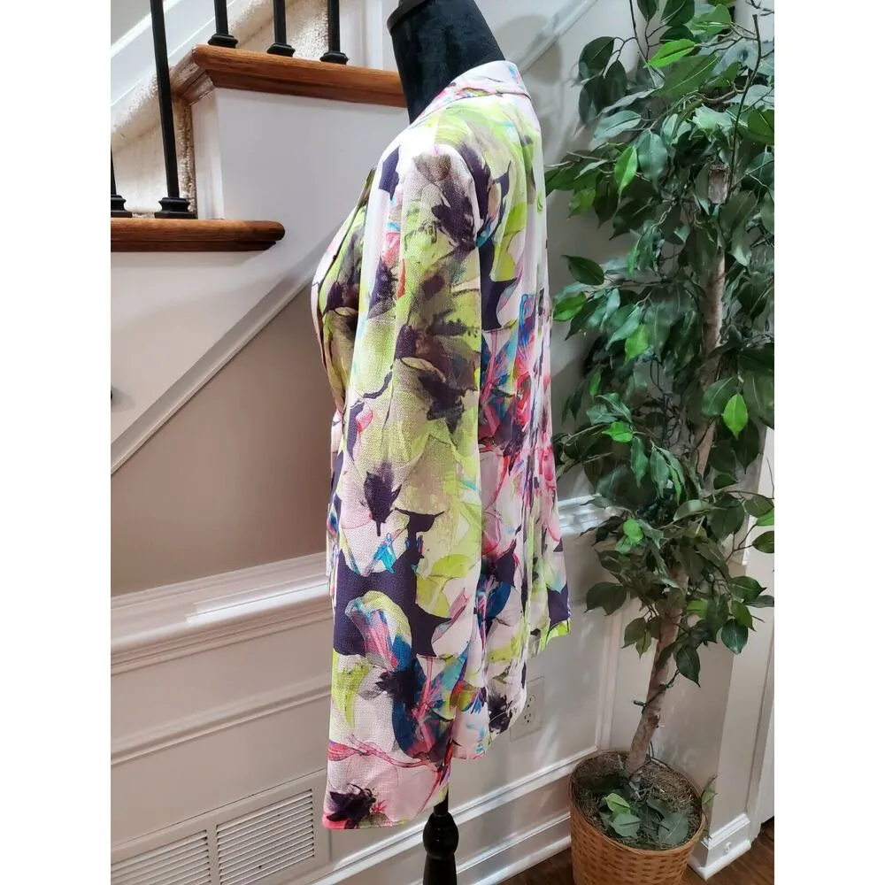 Bloomingdale's Basler Floral Polyester Long Sleeve Single Breasted Blazer 52/3X Size undefined - Image 6