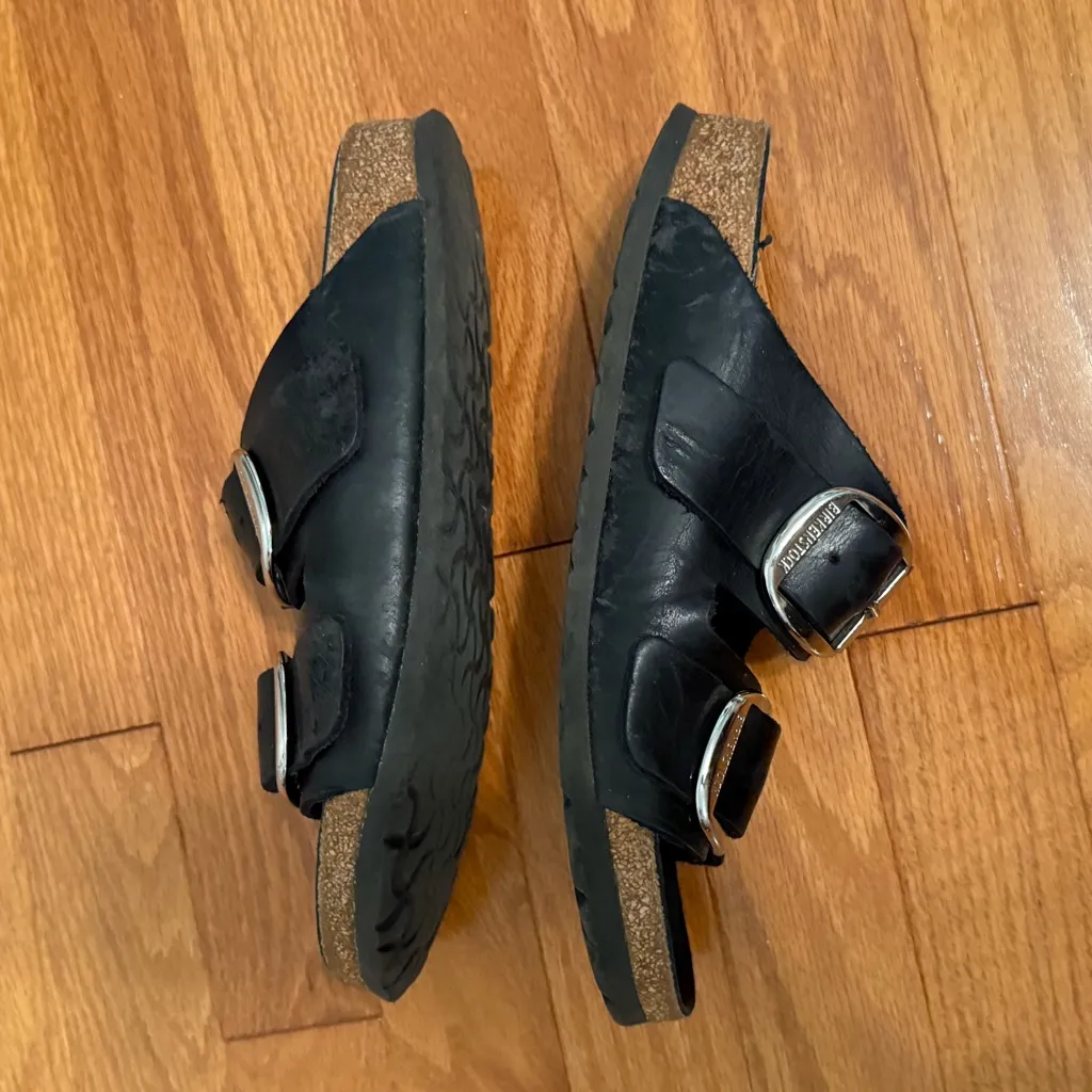 Birkenstock Big Buckle Arizona Sandals in Black and Silver - Image 5