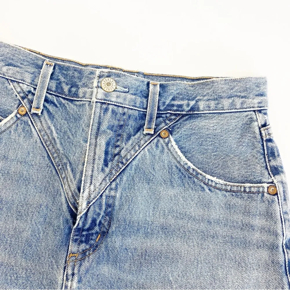 AGOLDE Palladium Hi Rise Denim Jean Western Mini Skirt: Renewal Blue Raw Hem - Image 6