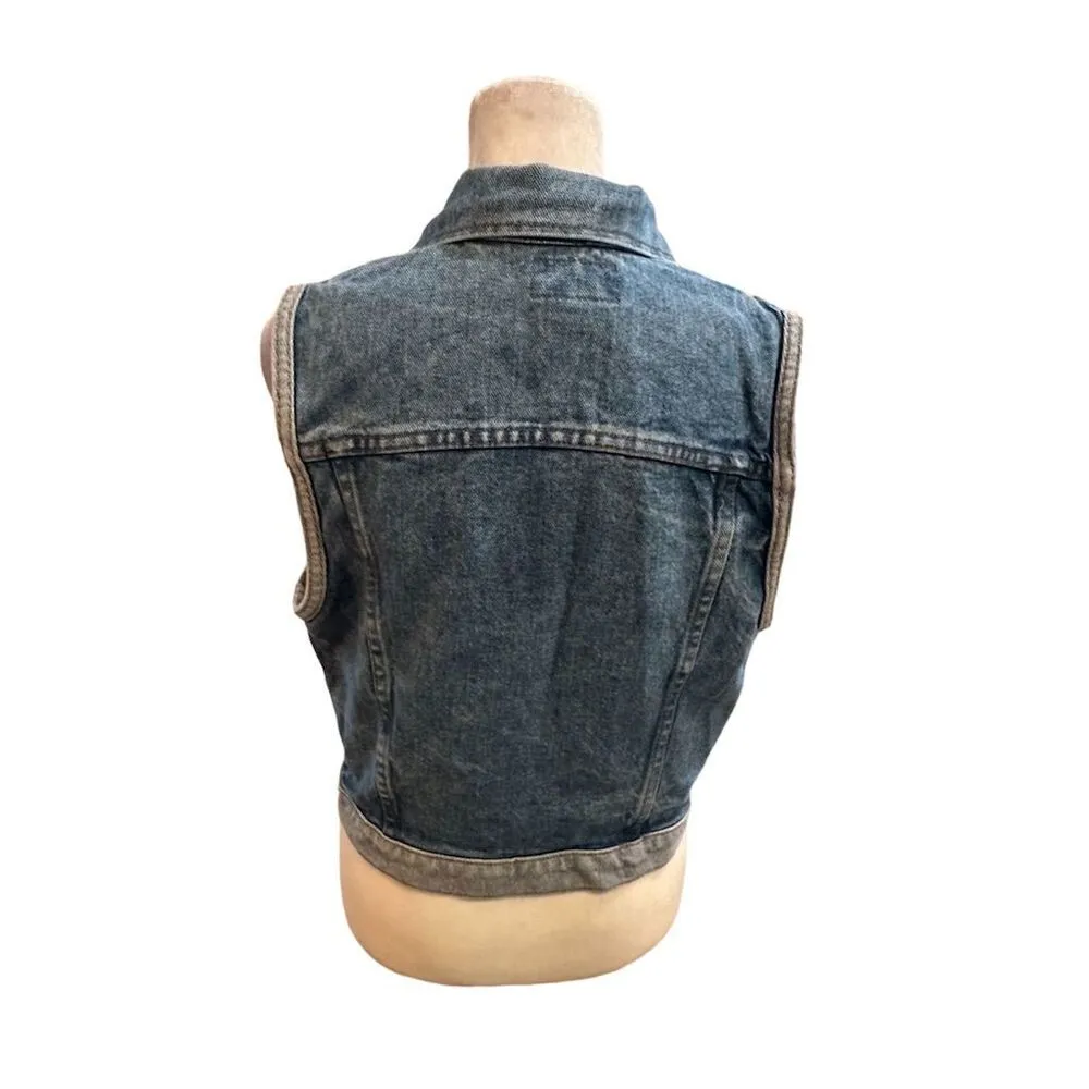 Vintage Arizona Jean Co Women's Denim Vest Blue Sleeveless Size S made in USA - Image 4