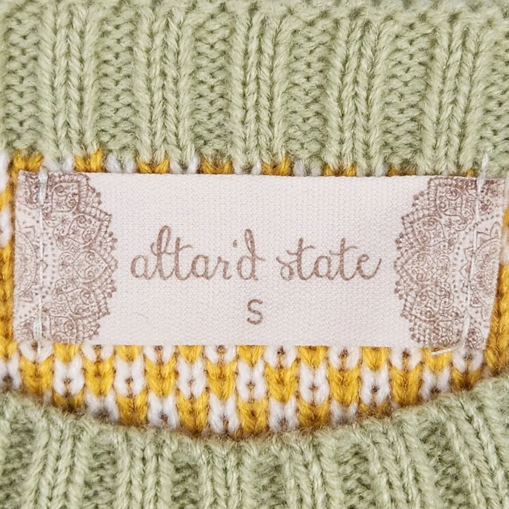 Altar'd State Floral Knit Sweater Crop Top Size S Green White Daisy Flowers - Image 2