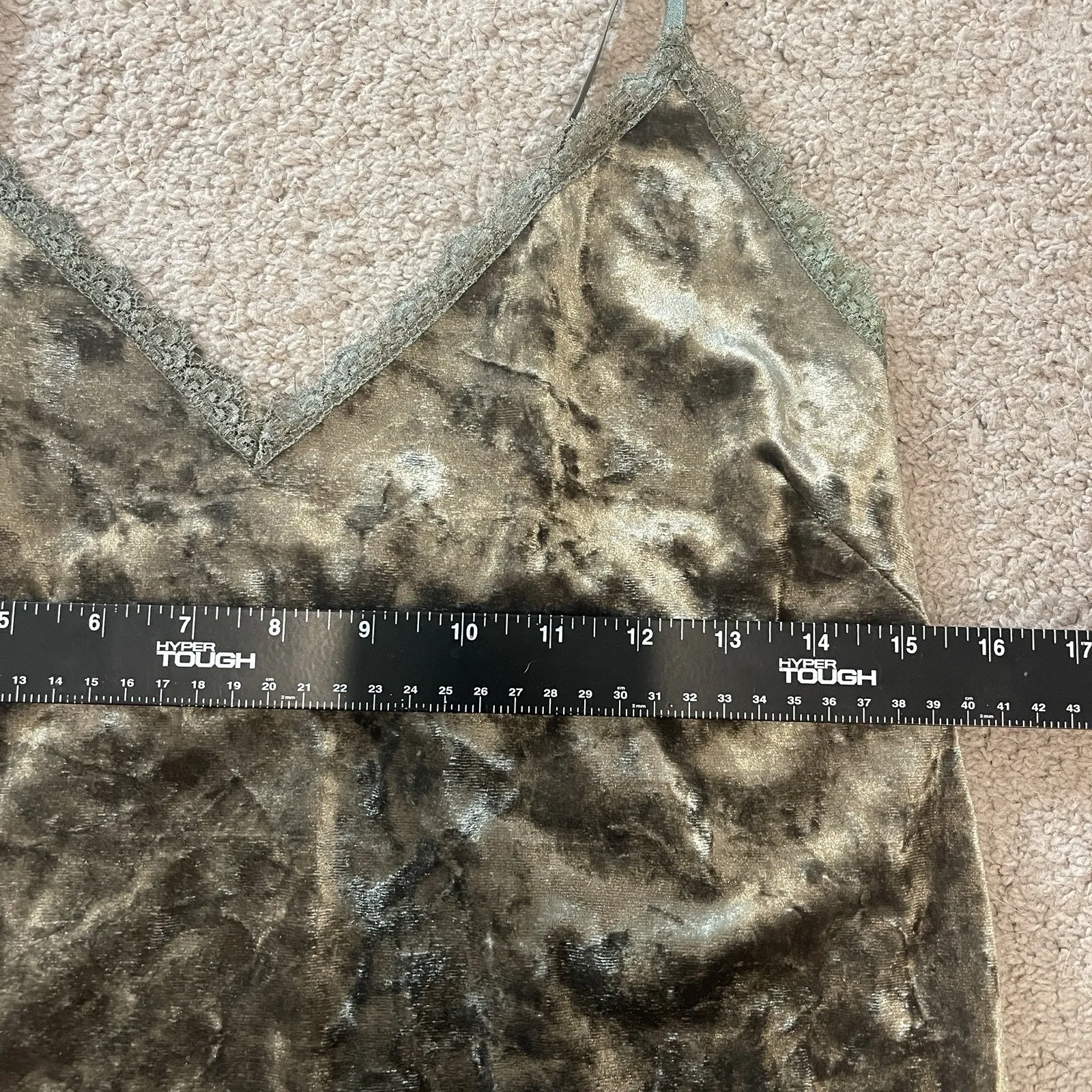 Y2K Women Tank Women Crushed Velvet Whimsygoth Green Holiday Party Lace Small - Image 6