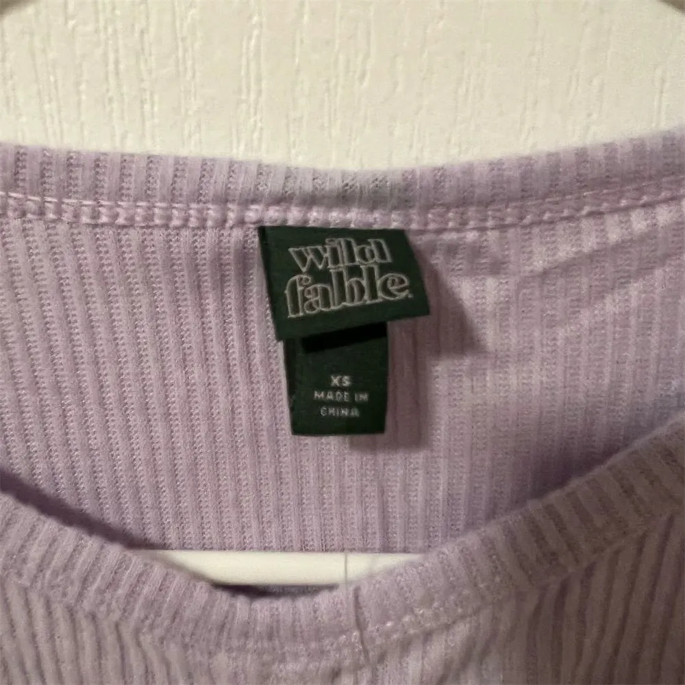 Wild Fable Women's XS‎ Purple Lace-Up V-Neck Long Sleeve Knit Top NWT - Image 4