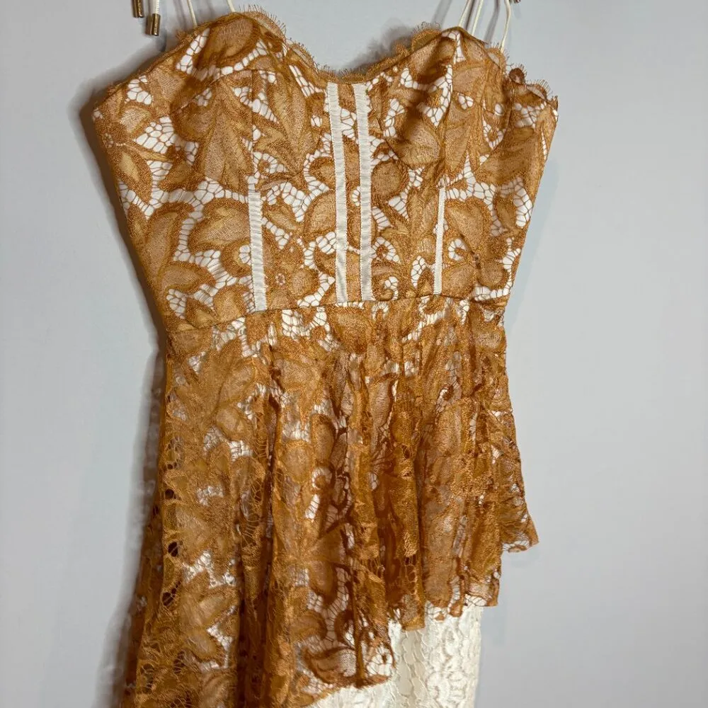 Sophia Kah asymmetrical lacy pencil midi dress White Size 8 - Image 2