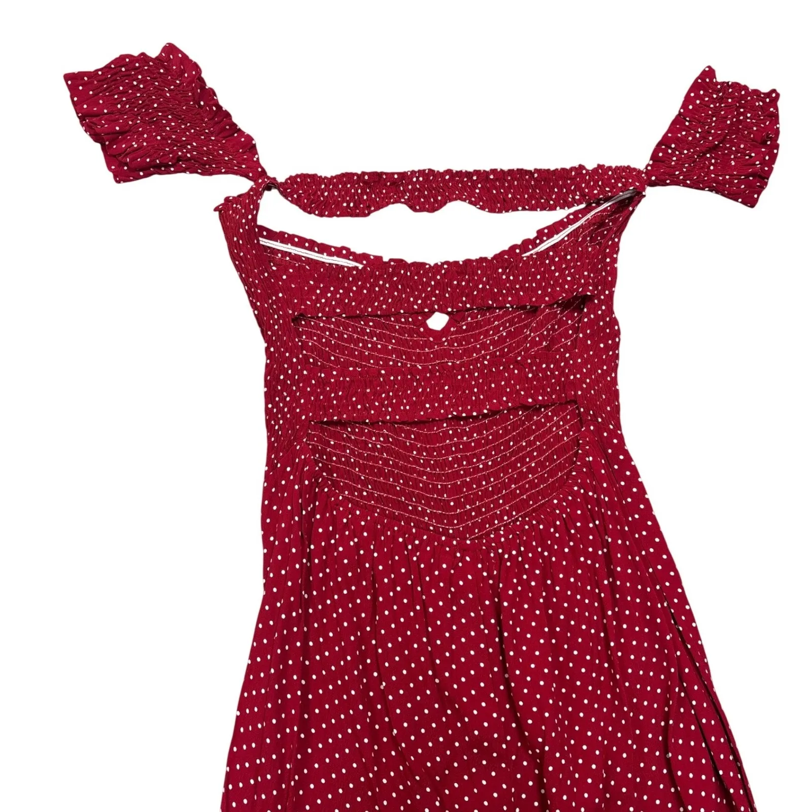 Sage The Label M Anthropologie Red Polka Dot Off Shoulder Wide Leg Jumpsuit - Image 8