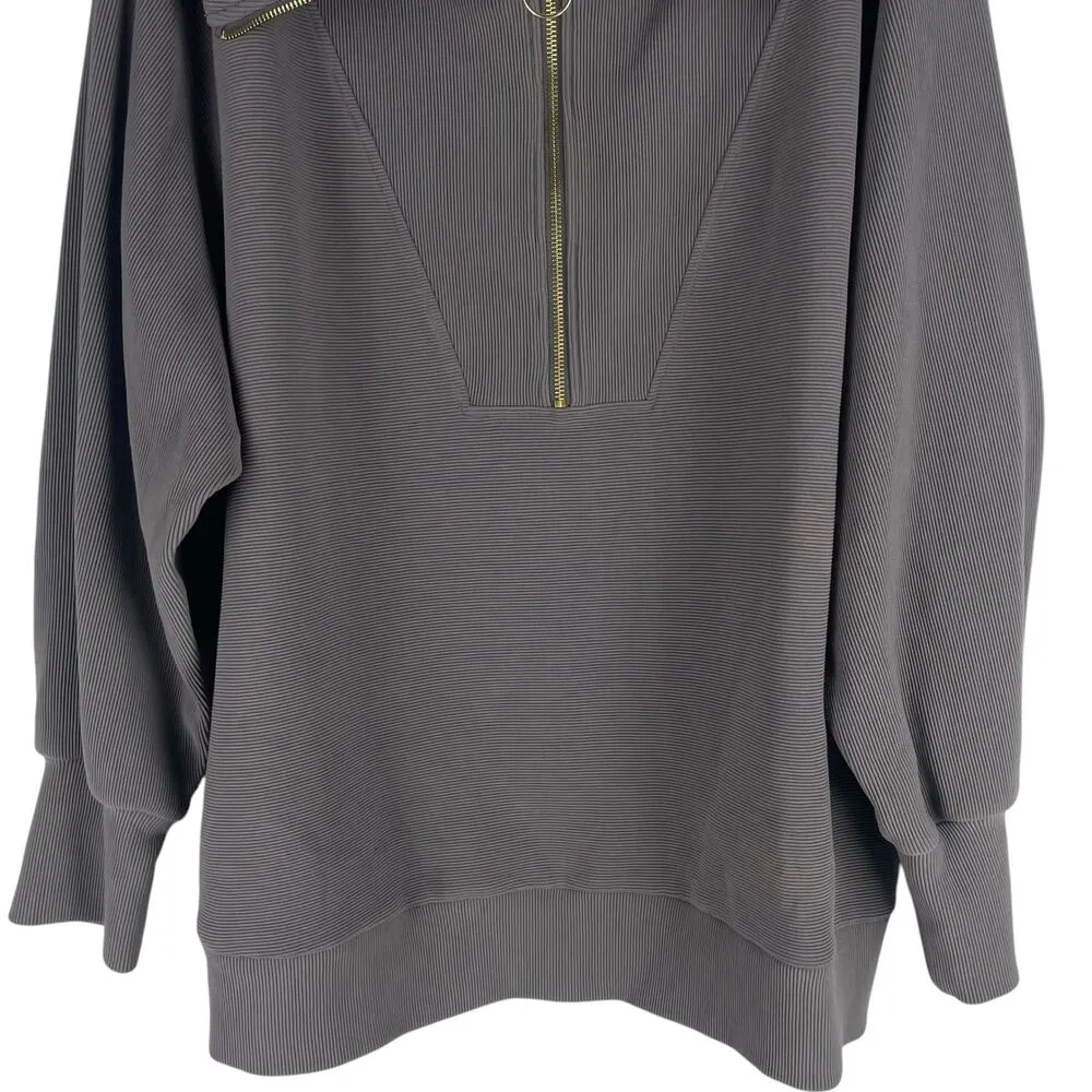 Varley Vine Ottoman Half Zip Pullover Top Deep Charcoal Gray Size 3X - Image 5